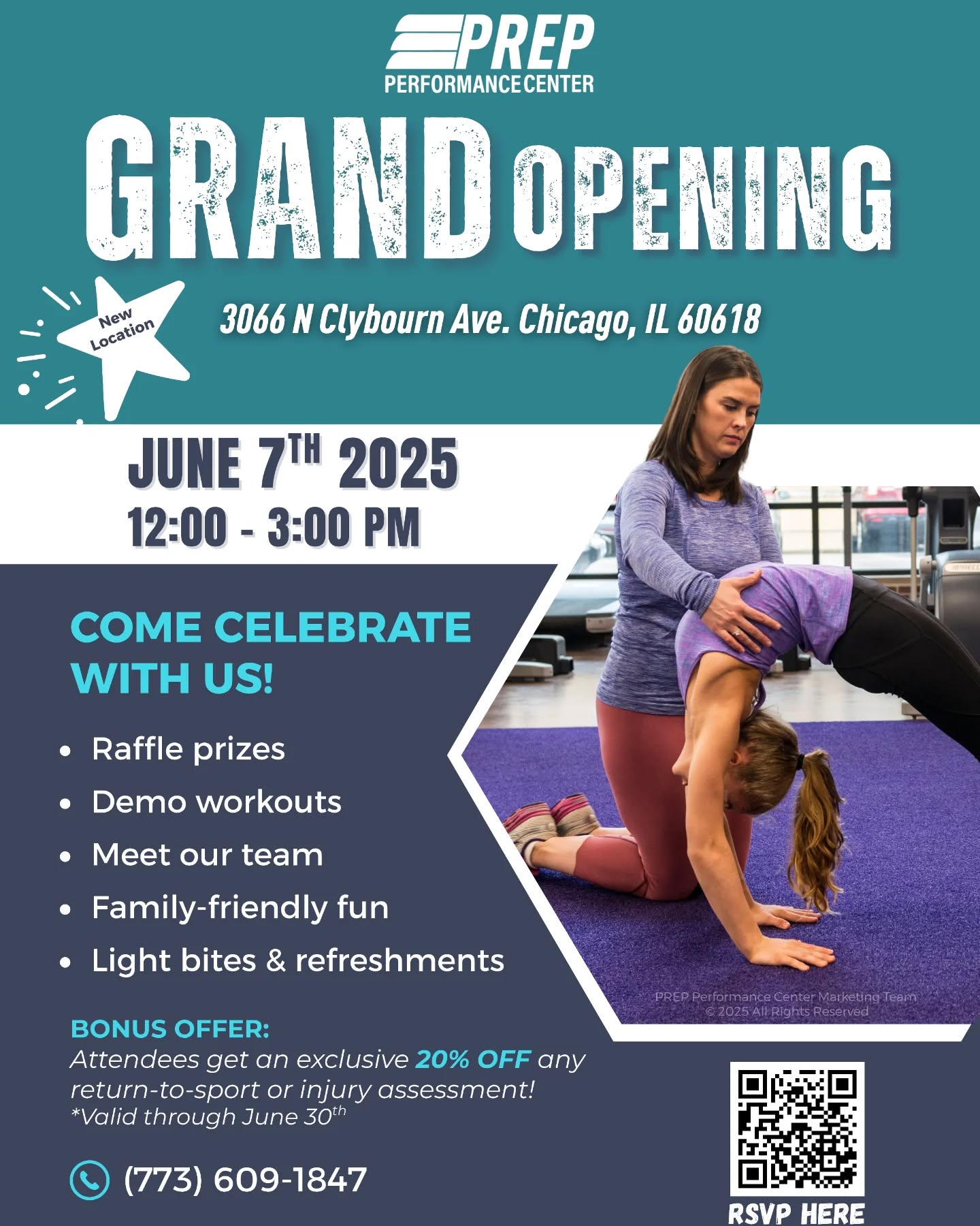 PREP Performance Niles Grand Opening Pop-up Graphic